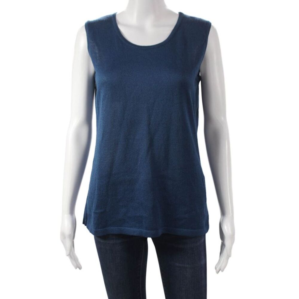 Jennifer Tyler Women Basic Sleeveless Blue Round Neck Tank Size 48
